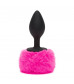 Черная анальная пробка с розовым хвостом Large Bunny Tail Butt Plug