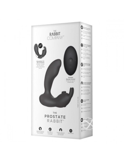 Чёрный массажёр простаты Prostate Rabbit с вибрацией и пультом ДУ