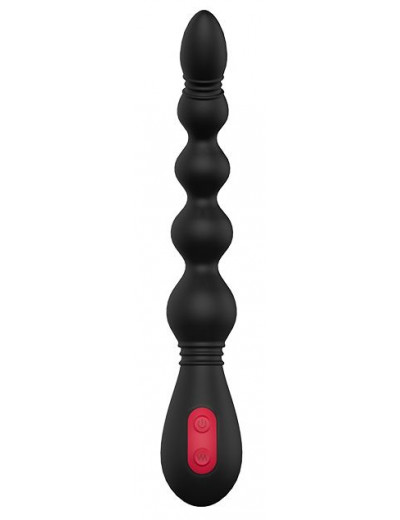 Черный вибромассажер для анальной стимуляции ANAL FLEXI BEADS - 21 см.
