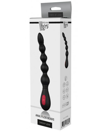Черный вибромассажер для анальной стимуляции ANAL FLEXI BEADS - 21 см.