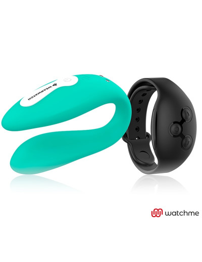 Зеленый вибратор для пар с черным пультом-часами Weatwatch Dual Pleasure Vibe