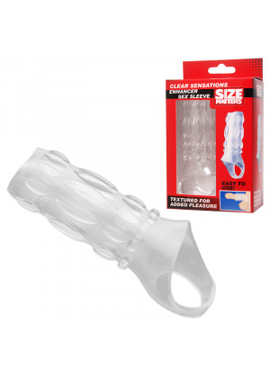 Насадка на пенис с кольцом для мошонки Clear Sensations Enhancer Sex Sleeve - 11,5 см.