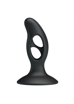 Чёрный массажёр простаты Silicone Butt Plug - 9,3 см.
