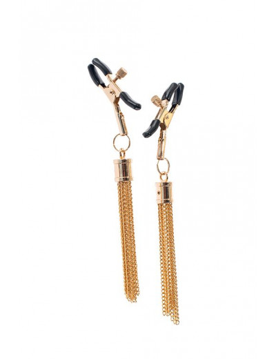 Золотистые зажимы для сосков PREMIUM NIPPLE CLAMPS WITH TASSLE