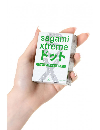 Презервативы Sagami Xtreme Type-E с точками - 3 шт.