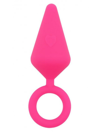 Розовая анальная пробка с кольцом Candy Plug M - 10,1 см.