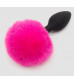 Черная анальная пробка с розовым хвостом Small Bunny Tail Butt Plug