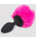 Черная анальная пробка с розовым хвостом Small Bunny Tail Butt Plug