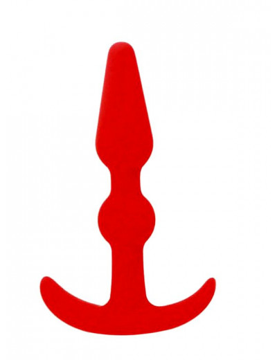 Красная анальная втулка T-SHAPE SILICONE BUTT PLUG RED - 9,9 см.