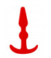 Красная анальная втулка T-SHAPE SILICONE BUTT PLUG RED - 9,9 см.