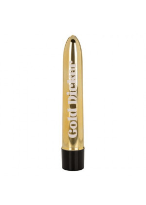 Золотистый классический вибратор Naughty Bits Gold Dicker Personal Vibrator - 19 см.