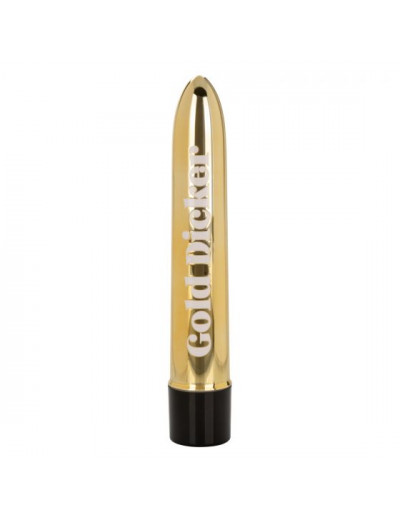 Золотистый классический вибратор Naughty Bits Gold Dicker Personal Vibrator - 19 см.