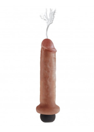 Кофейный фаллоимитатор с имитацией семяизвержения 7  Squirting Cock - 21,6 см.