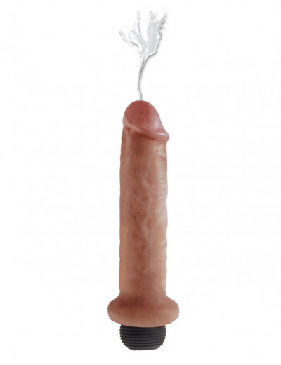 Кофейный фаллоимитатор с имитацией семяизвержения 7  Squirting Cock - 21,6 см.