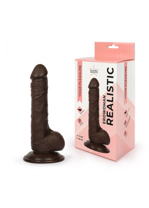 Реалистичный фаллоимитатор Erowoman коричневого цвета - 19,5 см.