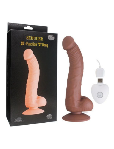 Коричневый вибратор SEDUCER 20 Function G Dong - 20 см.