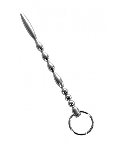 Серебристый фигурный уретральный плаг с кольцом в основании TOYFA Metal - 19 см.