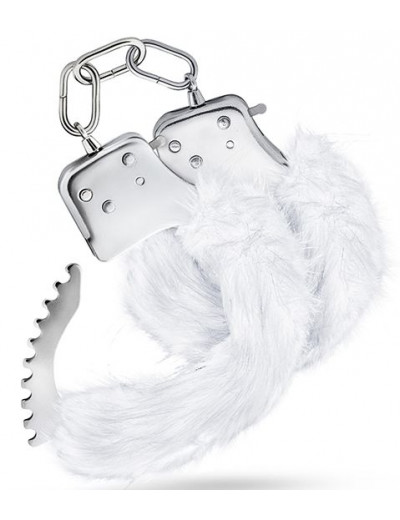 Белые игровые наручники Plush Fur Cuffs