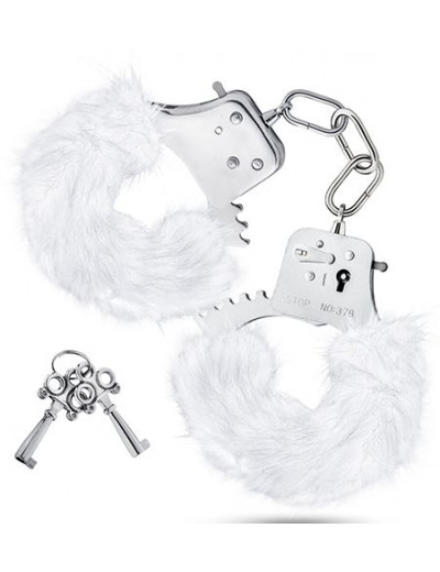 Белые игровые наручники Plush Fur Cuffs
