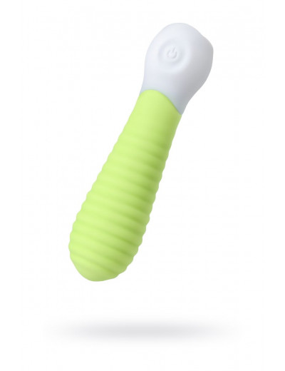 Лаймовый мини-вибратор S-HANDE MINI 2 с ребрами - 11,8 см.
