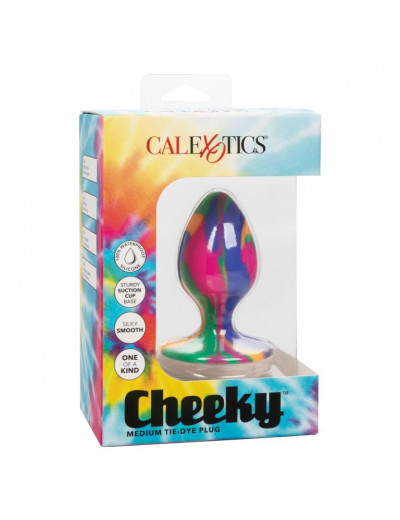 Яркая анальная пробка Cheeky Medium Tie-Dye Plug - 7,5 см.