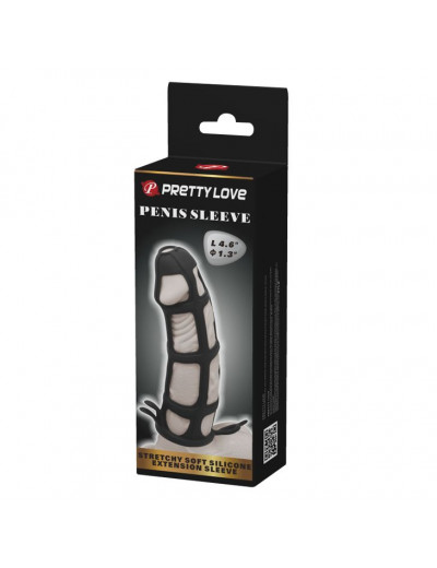 Черная насадка-клетка Penis Sleeve - 11,6 см.