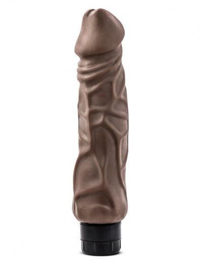 Коричневый вибратор-реалистик Hard On Vibrating 9  Dildo - 22,8 см.