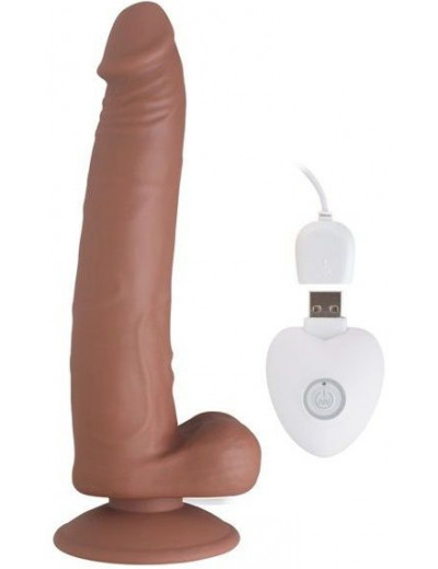Коричневый вибратор SEDUCER 20 Function Long John - 21,5 см.