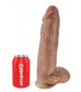 Кофейный фаллоимитатор-гигант 12  Cock with Balls - 30,5 см.