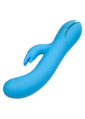 Голубой вибромассажер Insatiable G Inflatable G-Bunny с функцией расширения - 21 см.