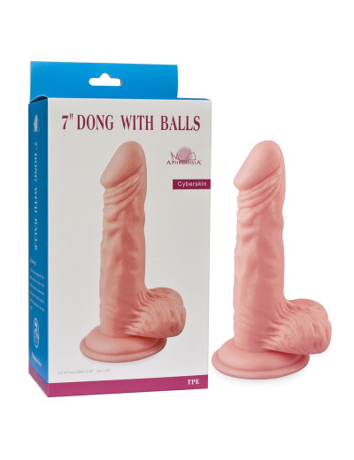 Телесный фаллоимитатор 7  Dong with Balls - 16 см.