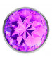 Малая серебристая анальная пробка Diamond Purple Sparkle Small с фиолетовым кристаллом - 7 см.