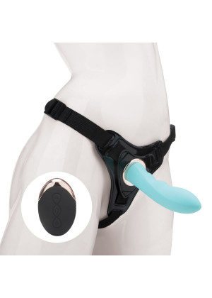 Голубой вибрострапон Vander Wireless Silicone Dong - 14 см.