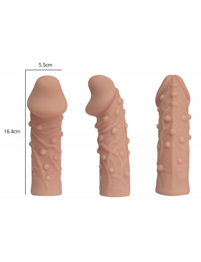 Насадка фаллического вида с венками и шишечками Extreme Sleeve 006 L-size - 16,4 см.