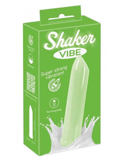 Зеленая вибропуля Shaker Vibe - 10,2 см.