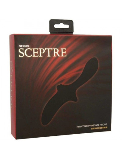 Черный массажер простаты Sceptre с ротацией - 21 см.