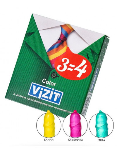 Цветные ароматизированные презервативы VIZIT Color - 3 шт.