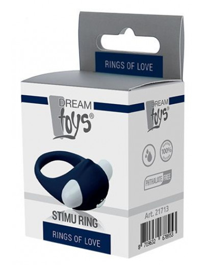 Гладкое синее эрекционное виброкольцо STIMU RING