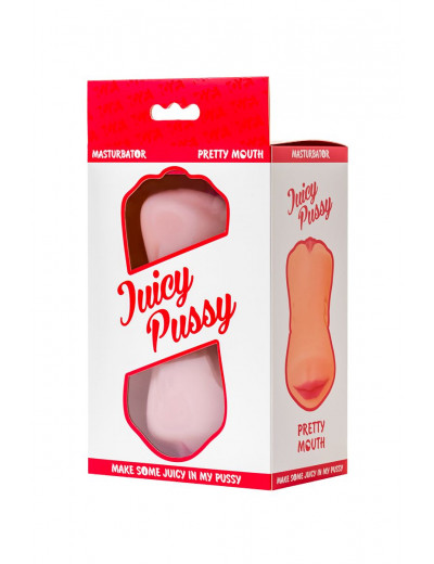 Телесный двусторонний мастурбатор Pretty Mouth - ротик и вагина
