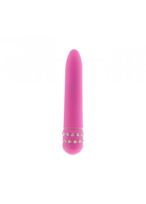 Розовый мультискоростной вибратор DIAMOND PINK SUPERBE VIBE - 15 см.