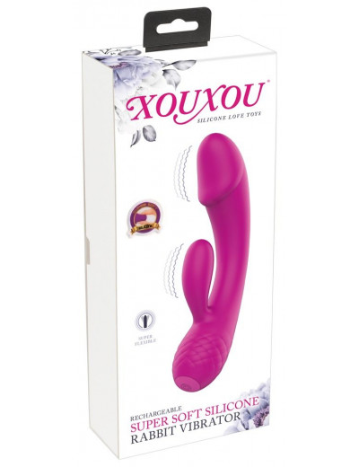 Лиловый вибратор-кролик Super Soft Silicone Rabbit Vibrator - 17,7 см.