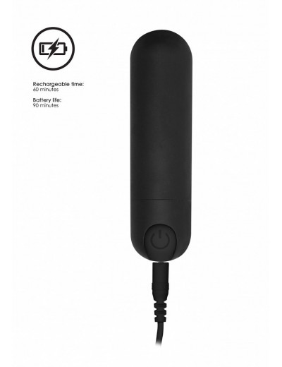 Черная перезаряжаемая вибропуля 7 Speed Rechargeable Bullet - 7,7 см.