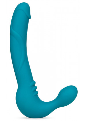Бирюзовый безремневой страпон Luna Strapless Silicone Dildo - 22,86 см.