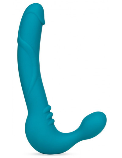 Бирюзовый безремневой страпон Luna Strapless Silicone Dildo - 22,86 см.