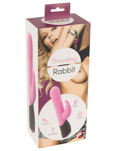 Розовый вибратор-кролик Thrusting Rabbit - 25 см.
