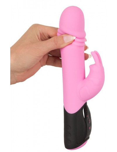 Розовый вибратор-кролик Thrusting Rabbit - 25 см.