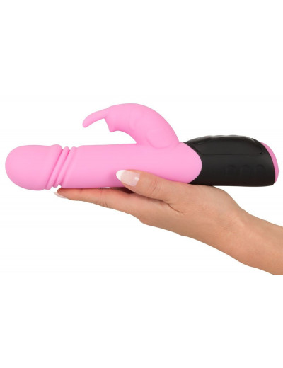 Розовый вибратор-кролик Thrusting Rabbit - 25 см.