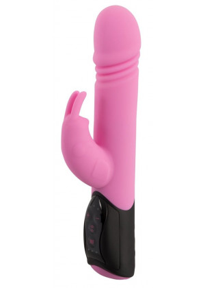 Розовый вибратор-кролик Thrusting Rabbit - 25 см.