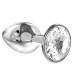 Малая серебристая анальная пробка Diamond Clear Sparkle Small с прозрачным кристаллом - 7 см.