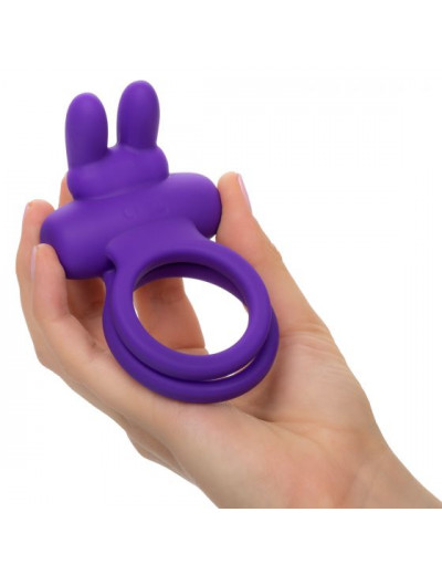 Фиолетовое двойное эрекционное кольцо Silicone Rechargeable Dual Rockin Rabbit